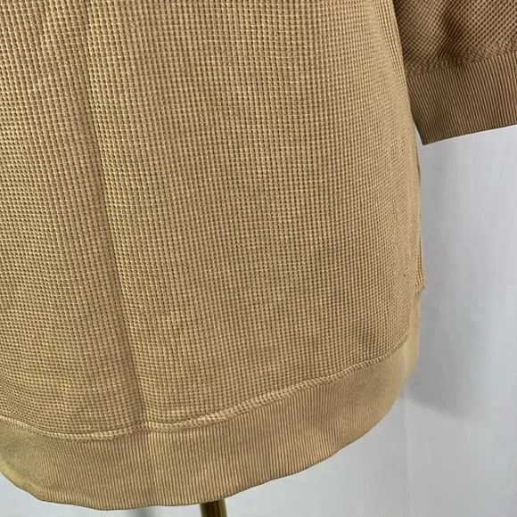 Jones New York Camel Tan Waffle Knit Thermal 3/4 Sleeve Hooded Pullover - Picture 9 of 16